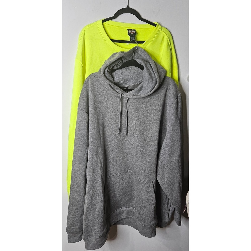 Harley-Davidson Blank Neon Yellow Sweatshirt Gray Pullover Hoodie Bundle Men 5XL